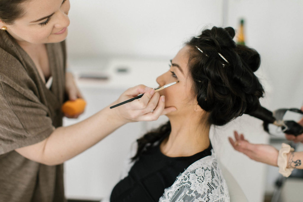 makeup artist and hair stylists at boudoir session and beauty defined 